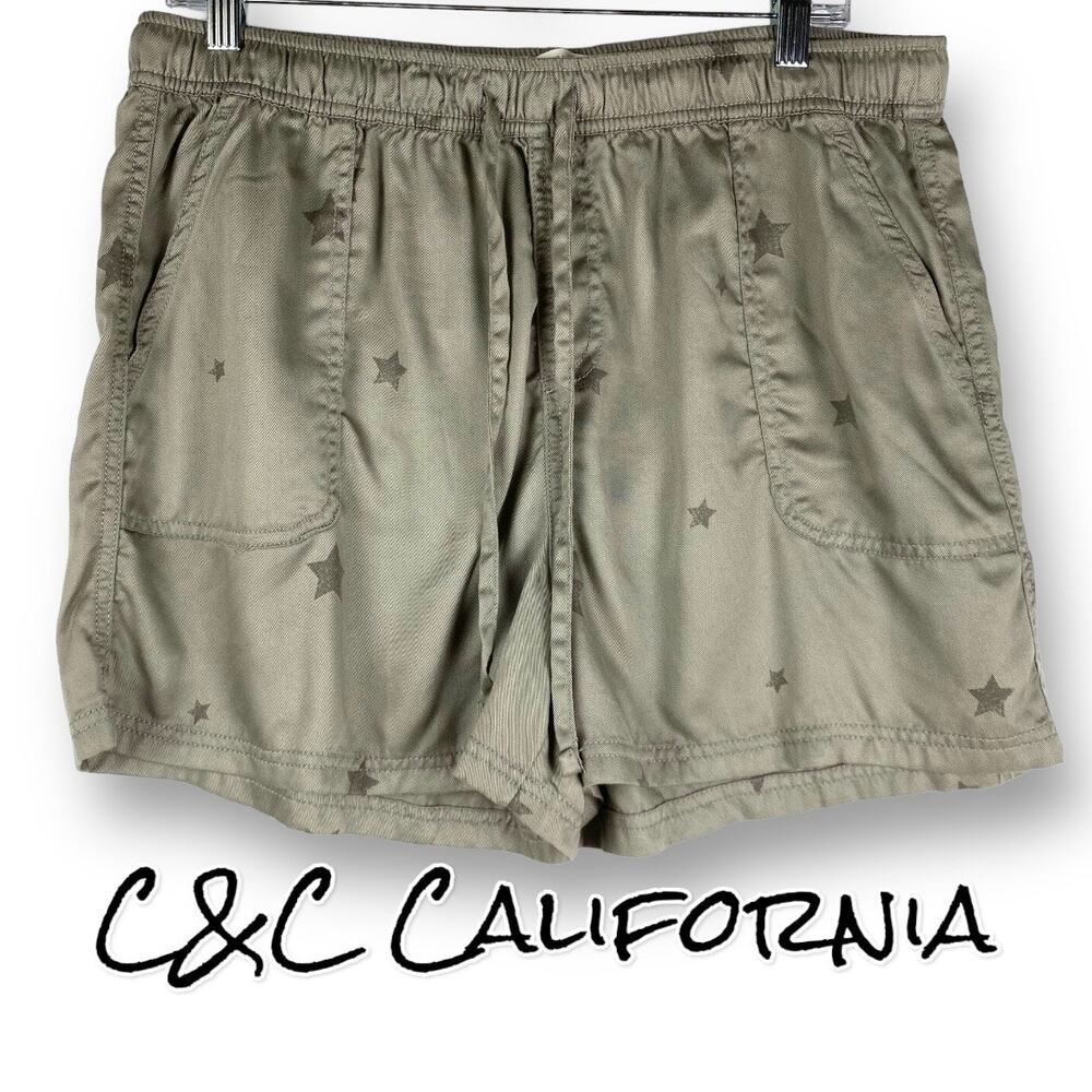 C&C California Star Shorts Patch Pockets Gray Womens Size L